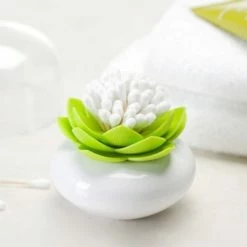 Meilleure vente 💯 Totalcadeau Range Cotons-tiges Lotus bocal fleur de lotus vert 😍