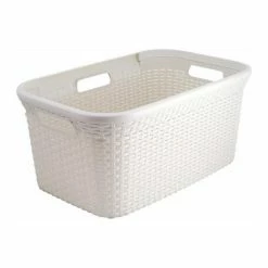 Meilleure affaire 🌟 Panier à linge Curver Style Hip Blanc | 45 litres 🎉