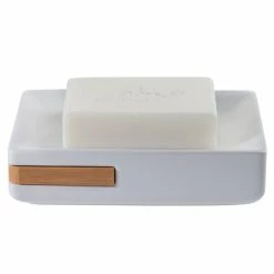 Meilleure vente 🛒 Spirella Porte savon Céramique & Bambou OSLO Blanc 🎁