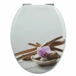 Acheter 👏 Spirella Abattant WC MDF Motif BALI - Charnières Zinc 😀