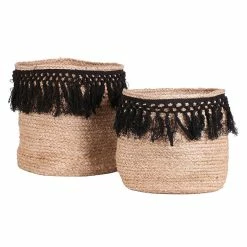 Vente flash 😀 Fornod Ensemble de 2 paniers jute tressage noir 😉