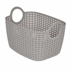 Remise 😀 Paris prix Panier à Linge Arrondi "Tressé" 12L Taupe ✨