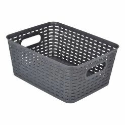 Bon marché ❤️ Paris prix Panière à Linge "Effet Tressé" 9L Gris ⌛