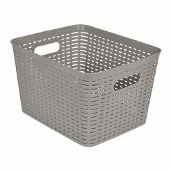 Budget ❤️ Paris prix Panière à Linge "Effet Tressé" 13L Taupe ⌛