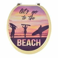 Nouveau 🥰 Paris prix Abattant WC à Motifs "California" 37cm Ecru ⭐