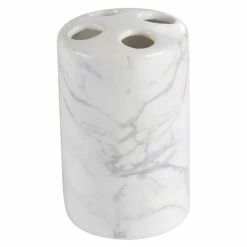 Acheter 😉 Paris prix Gobelet Brosse à Dent "Effet Marbre" 11cm Blanc 🌟