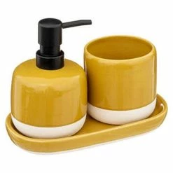 Tout neuf 😉 Five Simply smart Lot de 3 Accessoires Salle de Bain "Solar" 21cm Ocre 🌟