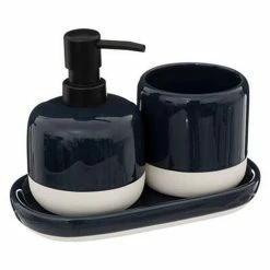 Bon marché 🥰 Five Simply smart Lot de 3 Accessoires Salle de Bain "Solar" 21cm Pétrole 🔔