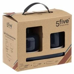 Bon marché 🥰 Five Simply smart Lot de 3 Accessoires Salle de Bain "Solar" 21cm Pétrole 🔔 -Métal Soldes 3560231550837 5