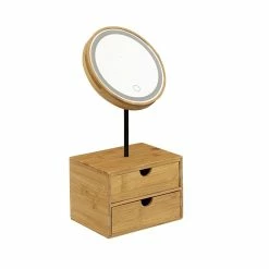 Nouveau 🌟 Five Simply smart Miroir LED pivotant 3 intensités lumineuses et Organiseur 2 Tiroirs en Bambou ✔️ -Métal Soldes 3560231556846 4