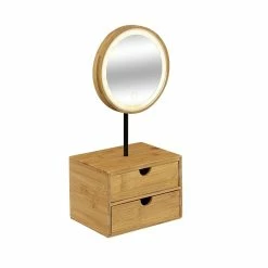 Nouveau 🌟 Five Simply smart Miroir LED pivotant 3 intensités lumineuses et Organiseur 2 Tiroirs en Bambou ✔️ -Métal Soldes 3560231556846 5