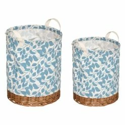 Top 10 🧨 Atmosphera Set de 2 Paniers de rangement en Osier et Tissu Blanc imprimé Noir ⭐