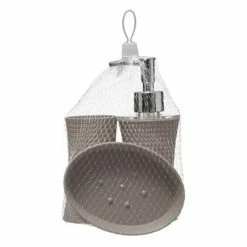 Meilleure vente 🔔 Five Simply smart Lot de 3 Accessoires de Salle de Bain "Stripe" 18cm Taupe 👍