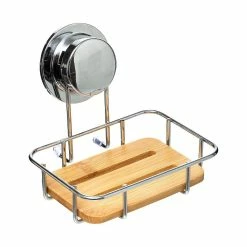 Promo 💯 Five Simply smart Porte savon à Ventouse en Bambou et Métal 🌟
