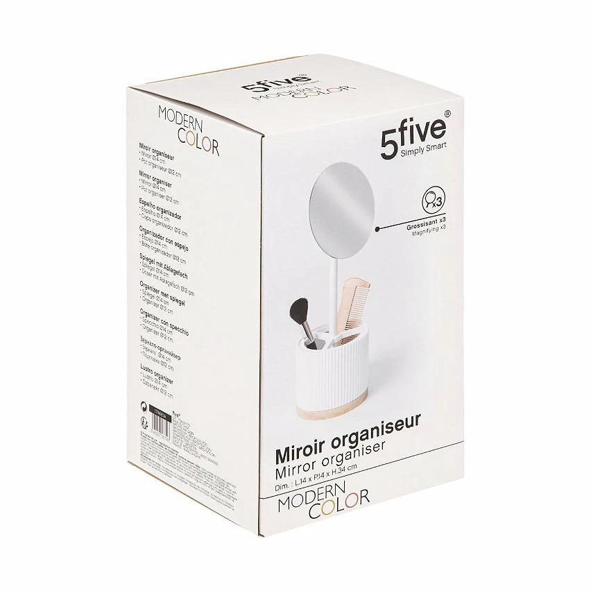 Bon marché 😀 Five Simply smart Miroir grossissant x3 avec Pot Organiseur à Maquillage Blanc ❤️ 2 Bon marché 😀 Five Simply smart Miroir grossissant x3 avec Pot Organiseur à Maquillage Blanc ❤️ – Image 2