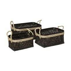 Acheter 🎁 Atmosphera Set de 3 Paniers de rangement Bruns en Bambou et Roseau 👍