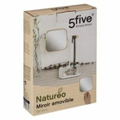 Sortie 💯 Five Simply smart Miroir Amovible en métal blanc et bambou Naturéo 20 x 26 cm 😀 -Métal Soldes 3560238666654 2