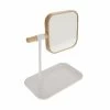 Sortie 💯 Five Simply smart Miroir Amovible en métal blanc et bambou Naturéo 20 x 26 cm 😀
