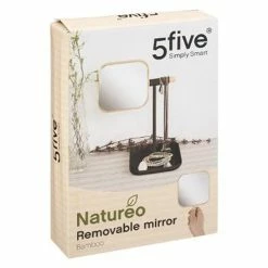 Sortie 💯 Five Simply smart Miroir Amovible en métal blanc et bambou Naturéo 20 x 26 cm 😀 -Métal Soldes 3560238666661 2