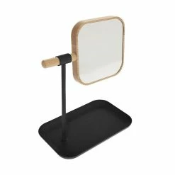 Sortie 💯 Five Simply smart Miroir Amovible en métal blanc et bambou Naturéo 20 x 26 cm 😀 -Métal Soldes 3560238666661 4