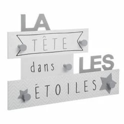 Acheter 🔔 Atmosphera Patère Enfant La Tête dans les étoiles 5 crochets en Bois L 48 x H 34 cm 🥰 -Métal Soldes 3560238696354 1