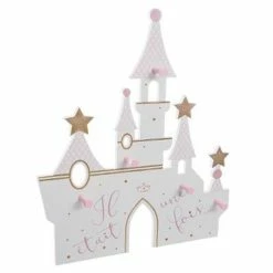 Grosses soldes 🥰 Atmosphera Patère Enfant Chateau 5 Crochets en Bois 40 x 45 cm ⭐