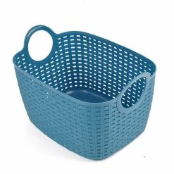 Coupon ❤️ Paris prix Panier à Linge Arrondi "Tressé" 6L Bleu Paon 🎁