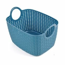 Grosses soldes ⭐ Paris prix Panier à Linge Arrondi "Tressé" 12L Bleu Paon 🧨