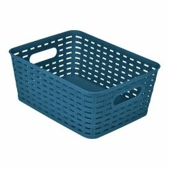 Budget 😉 Paris prix Panière à Linge "Effet Tressé" 5L Bleu Paon ❤️