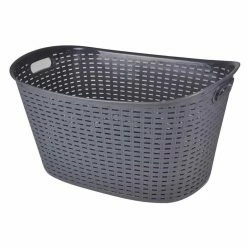 De gros 💯 Paris prix Panier à Linge "Ovale Tressé" 26L Anthracite 🔥