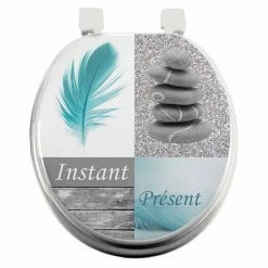 Le moins cher 🌟 Paris prix Abattant WC Imprimé "Equilibre" 47cm Gris & Bleu 🔥