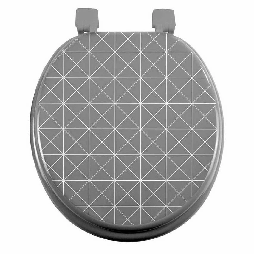 Promo ✨ Paris prix Abattant WC Imprimé "Kubia" 47cm Gris 🎉 1 Promo ✨ Paris prix Abattant WC Imprimé "Kubia" 47cm Gris 🎉