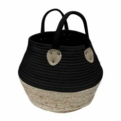 Meilleur prix 🔔 Douceur d'Intérieur Paniere 38xHt 34 cm Coton et Fibres de Maïs Osinella Noir 💯