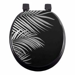 Bon marché 🔔 Paris prix Abattant WC Imprimé "Orbella" 47cm Noir & Argent ✔️