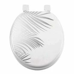 Vente flash 🤩 Paris prix Abattant WC Imprimé "Orbella" 47cm Blanc & Argent ⌛