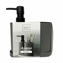 Remise ❤️ Paris prix Set de 3 Accessoires Salle de Bain "Vita" 19cm Anthracite 😉 -Métal Soldes 3574388018201 3