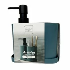 Tout neuf ❤️ Paris prix Set de 3 Accessoires Salle de Bain "Vita" 19cm Émeraude ✨ -Métal Soldes 3574388018232 3