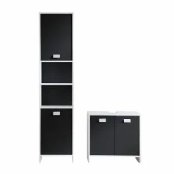 Meilleure affaire ⭐ Calicosy Colonne de Salle de Bain 2 Portes et 2 Niches - H170 cm 😍 -Métal Soldes 3605095005618 4