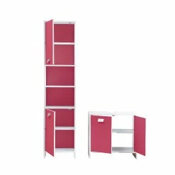 Meilleure affaire ⭐ Calicosy Colonne de Salle de Bain 2 Portes et 2 Niches - H170 cm 😍 -Métal Soldes 3605095156846 3