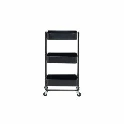Sortie ✔️ Alo Desserte 3 plateaux à roulettes 43x35x79 cm noir - TRAWL ❤️ -Métal Soldes 3605095462640 2