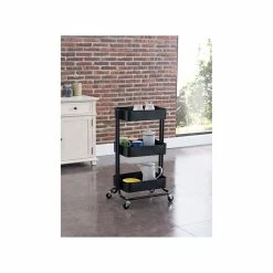 Sortie ✔️ Alo Desserte 3 plateaux à roulettes 43x35x79 cm noir - TRAWL ❤️ -Métal Soldes 3605095462640 3