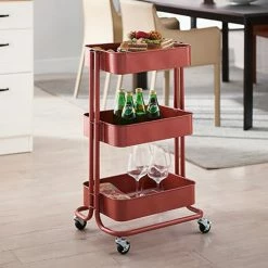 Sortie ✔️ Alo Desserte 3 plateaux à roulettes 43x35x79 cm noir - TRAWL ❤️