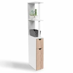 Grosses soldes 💯 IDMARKET Meuble WC étagère WILLY bois gain de place pour toilette 2 portes hêtre 😀 -Métal Soldes 3662897006069 3