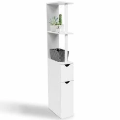 Top 10 🤩 IDMARKET Meuble WC étagère WILLY bois gain de place pour toilette 2 portes blanches 🎁 -Métal Soldes 3662897006625 3