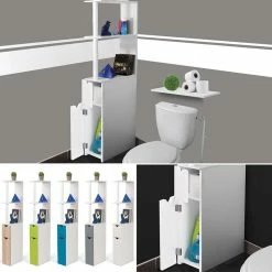 Top 10 🤩 IDMARKET Meuble WC étagère WILLY bois gain de place pour toilette 2 portes blanches 🎁 -Métal Soldes 3662897006625 5