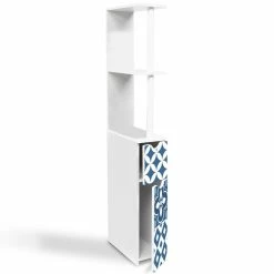 Remise 🧨 IDMARKET Meuble WC étagère WILLY 2 portes motif carreaux de ciment bleu 🤩 -Métal Soldes 3662897011995 4