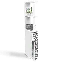 Meilleur prix 🧨 IDMARKET Meuble WC étagère WILLY 2 portes motif carreaux de ciment gris ⌛