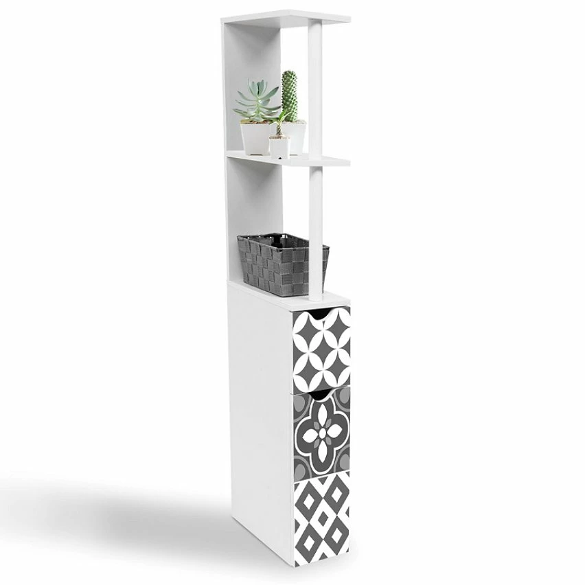 Meilleur prix 🧨 IDMARKET Meuble WC étagère WILLY 2 portes motif carreaux de ciment gris ⌛ 3 Meilleur prix 🧨 IDMARKET Meuble WC étagère WILLY 2 portes motif carreaux de ciment gris ⌛ – Image 3