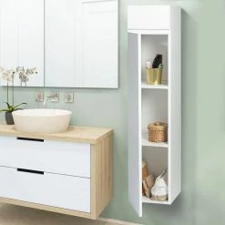 Acheter ❤️ IDMARKET Meuble colonne suspendu blanc LILA pour salle de bain ✨ 8 Acheter ❤️ IDMARKET Meuble colonne suspendu blanc LILA pour salle de bain ✨ -Métal Soldes 3662897019335 3