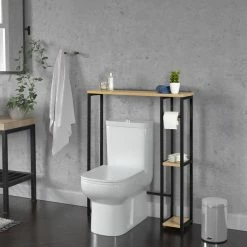 Meilleure vente ⭐ IDMARKET Meuble dessus WC avec étagères DETROIT design industriel 🎉 -Métal Soldes 3662897029037 3